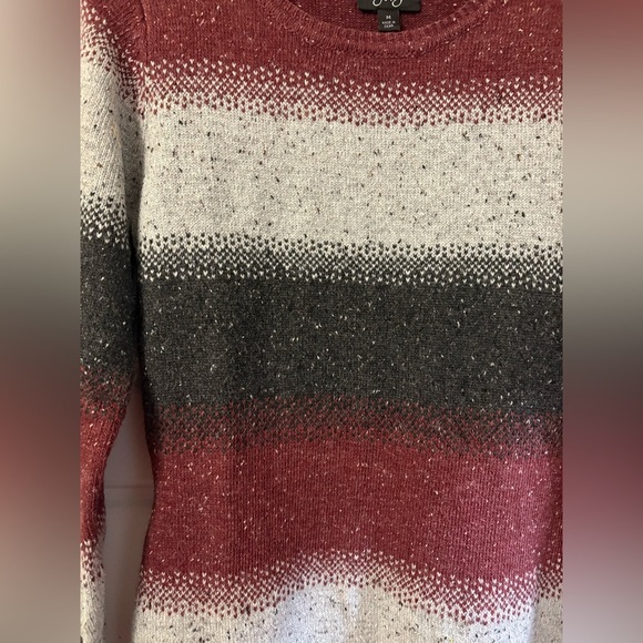 NWT By &‎ By Striped Burgundy Gray Speck Sweater Cute Knee Dress Medium M 8 10 - Picture 7 of 7